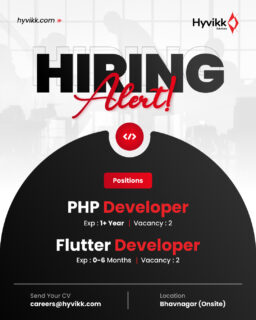 🚨 NOW HIRING: Flutter & PHP Developers 📱💻

Ready to turn ideas into reality? We’re looking for talent to join us onsite!

Flutter Developer: 0-6 Months Exp.
PHP Developer: 1+ Year Exp.

✅ Note: This role is only for candidates who can work from our Bhavnagar office. This is not a work from home job.

📩 Send your CV to: careers@hyvikk.com
📍 Hyvikk Solutions, Bhavnagar

[flutter developer job, mobile app developer fresher, flutter jobs india, app development career, entry level mobile developer, php laravel developer job, backend development career, laravel framework development]

#FlutterDeveloper #MobileAppDevelopment #HiringNow  #PHPLaravel #Hyvikk